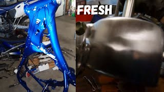 Painting The Frame Cleaning Triple Clamps And More  YZ250F Build 4 [upl. by Dlarrej]