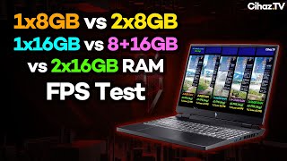 1x8GB vs 2x8GB vs 1x16GB vs 816GB vs 2x16GB RAM FPS Test Acer Nitro 16 R5 7535HS RTX4050 [upl. by Horter]