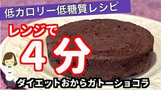 レンジで4分なのに絶品濃厚！ダイエットおからガトーショコラのレシピ！ [upl. by Adolphe]