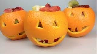 Jack OLantern FRUIT SALAD  Halloween Recipe [upl. by Yalc]