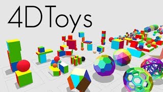 4D Toys a box of fourdimensional toys and how objects bounce and roll in 4D [upl. by Avirt]