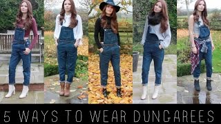 5 WAYS TO WEAR DUNGAREES  OVERALLS [upl. by Yenohtna]