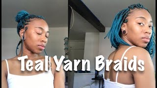 HOW TO Teal Yarn Braids on TWA  Protective Style 11 Months Post BC  Wildly Brittish [upl. by Ennayt]