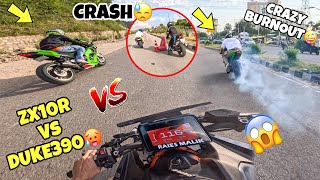 Rr310 Crash with barricade😢 Rolling Burnout on Zx10R🥵 Hyper Leans😱 [upl. by Adnohsar]