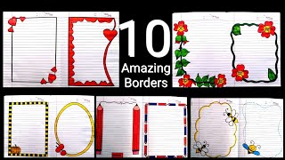 10 Beautiful borders for projects handmade simple border designs Notebook border designs rulled [upl. by Sarine751]