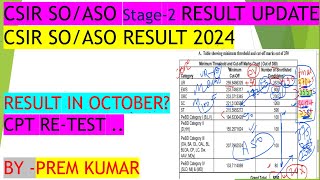 CSIR SO ASO Result 2024  CSIR SOASO Result Update 2024  CSIR ASO CPT RETEST [upl. by Gall]