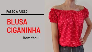 DIY  COMO FAZER UMA BLUSA CIGANINHA BEM FACIL │VIVIANE PRATES [upl. by Nannahs]