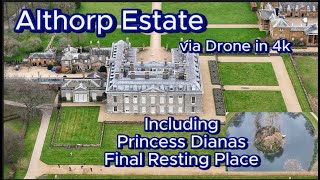 Althorp House Estate drone footage  includes Diana Princess of Wales final resting place [upl. by Dusa]