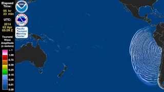 422014  Tsunami Animation Wave Propagation of the Chile 82M Earthquake [upl. by Varin]