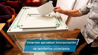 Más del 97 apoya anexión a Rusia primeros resultados de referéndums [upl. by Korman]