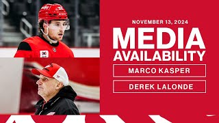 Marco Kasper Derek Lalonde Morning Skate Media Availability vs PIT  Nov 13 2024 [upl. by Nellek441]