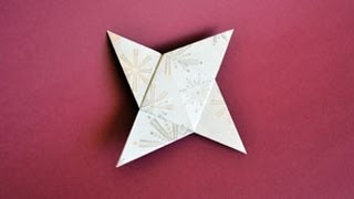 Origami 4Pointed Star Instructions wwwOrigamiFuncom [upl. by Esenahs]