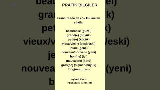 FRANSIZCA ÖĞREN fransızca français fransızcaöğrenmek [upl. by Attiuqehs229]