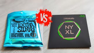 Compared Ernie Ball Slinky VS DAddario NYXL Guitar Strings [upl. by Desai935]