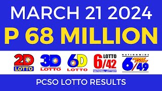 Lotto Result March 21 2024 9pm PCSO [upl. by Shandie]