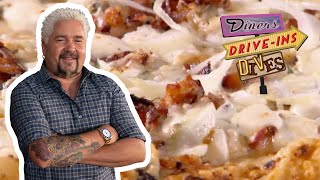 Guy Fieri Tries Bacon and CLAM Pizza  Diners DriveIns and Dives  Food Network [upl. by Dyal]