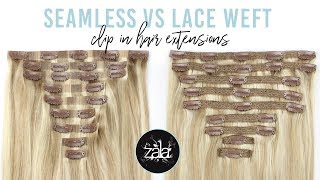 The Difference between Lace Weft amp Seamless Clip In Hair Extensions [upl. by Nyledaj394]