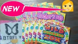 NEW Mothers Day and Wild Numbers 20X Lottery Scratch Tickets [upl. by Anerom538]