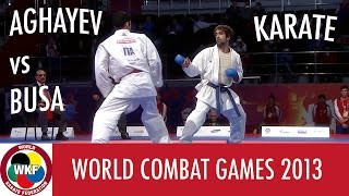 Karate Mens Kumite 75kg AGHAYEV vs BUSA World Combat Games 2013  WORLD KARATE FEDERATION [upl. by Lumpkin966]