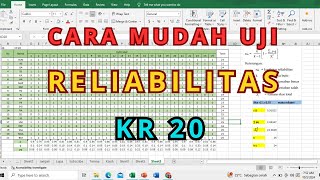 CARA MUDAH UJI RELIABILITAS DENGAN KR 20 Kuder Richardson 20Excel [upl. by Tannenwald]