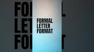 Formal Letter Format formalletter english [upl. by Abroms]