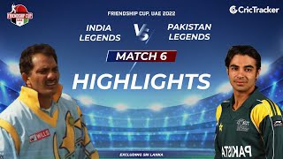 Friendship Cup UAE 2022 Match 6 India Legends v Pakistan Legends  Full Highlights [upl. by Giana]