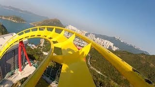 Hair Raiser Roller Coaster POV Ocean Park Hong Kong BampM Floorless OnRide [upl. by Audette]