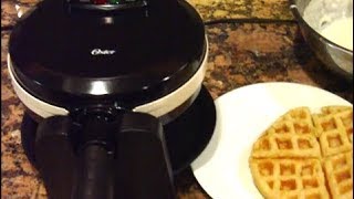 Oster Duraceramic Flip Waffle Maker Unboxing Review and Tutorial [upl. by Enelcaj]