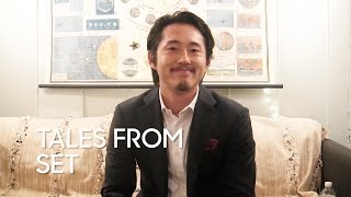 Tales from Set Steven Yeun quotThe Walking Deadquot [upl. by Ecinom]