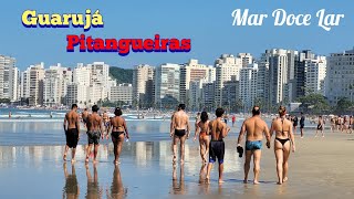 Guarujá  Praia das Pitangueiras Domingou e a praia tá assim 4K [upl. by Ulphia]