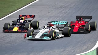 Mercedes W13 F1 2022 vs Ferrari F175 2022 vs Red Bull F1 RB18 2022 at Monza [upl. by Nylrahc]