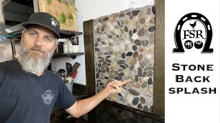 Installing a Stone Mosaic Tile Backsplash for the Kitchen Range in our Barndominium [upl. by Asus66]