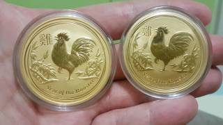 2 OZ OUNCES Gold perth mint australia lunar Rooster 2017 coin Review FIRST ON YOUTUBE [upl. by Abran]