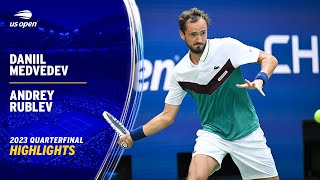 Daniil Medvedev vs Andrey Rublev Highlights  2023 US Open Quarterfinal [upl. by Auka]