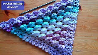 châle facile au crochet magnifique rapide vous allez le réaliser facilementchâle triangle crochet [upl. by Adnah444]