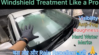 Windshield Treatment At Home  How to Clean Car Windshield and Glass  Truth of Rain Repellent via [upl. by Enala]