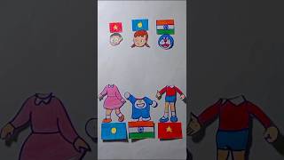 Indian 🇮🇳 Palau 🇵🇼 Vietnam 🇻🇳 Flag  🇮🇳 Independence Day Drawing shorts art youtubeshorts [upl. by Lednor]