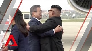 Kim Jong Un welcomes South Koreas Moon Jaein in Pyongyang [upl. by Yadseut]