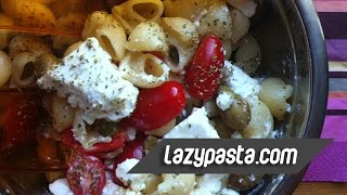 Greek salad with olives and lumaconi rigati  easy pasta recipes by Lazy Pasta [upl. by Ssac735]