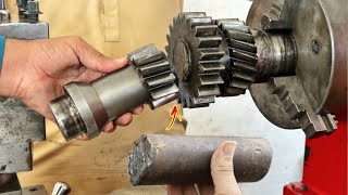 A Brilliant Repairing Process of Broken Gear Block  Rebuild Unique Model Gear Block of heavy truck [upl. by Eetnahs]