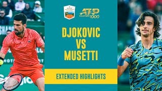 THRILLING Novak Djokovic vs Lorenzo Musetti Match  Monte Carlo 2023 Extended Highlights [upl. by Toor303]