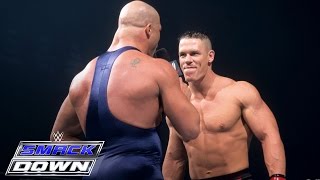 A debuting John Cena accepts Kurt Angles open challenge SmackDown June 27 2002 [upl. by Ihsakat]