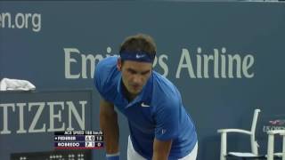 US Open 2013 R4 Robredo vs Federer [upl. by Dnanidref]