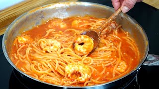 Spaghetti ai Gamberoni cotti in padella Gustosissimi  Spaghetti With Prawns Tasty [upl. by Rheims]