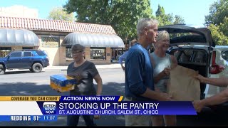 St Augustine church members help stock up Wildcat Food Pantry in Chico [upl. by Einolem]