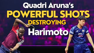 😱 Quadri Arunas Powerful Forehand Shots Crush Tomokazu Harimoto  WTT Frankfurt  Best 4K TT Video [upl. by Etireugram]