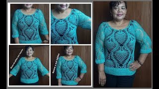 Blusa de piñas🍍 a crochet parte 1 blusasnorma crochet blusapiñanorma diadelasmadres [upl. by Jennine]