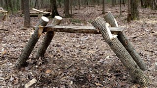 Bushcraft Friction Bench Build Woodworking Outdoor Camp Furniture Camp Comfortss [upl. by Raouf]