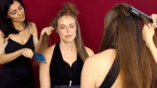 ASMR Straightening Corrina Hair amp Courtney ⚡ Extra Tingles [upl. by Britney]