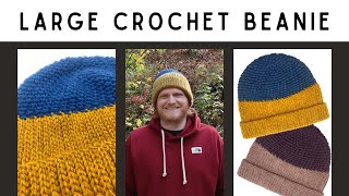 How to Crochet LARGE Beanie [upl. by Quar12]